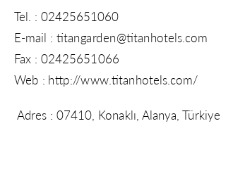 Hotel Titan Garden iletiim bilgileri